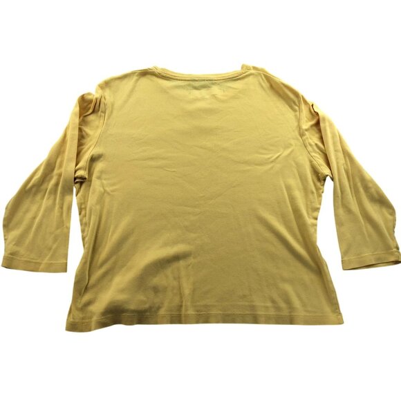 Lands End Womens Sweater Size XL Yellow 3/4 Sleeve Casual Top Pullover Knit - Picture 2 of 10